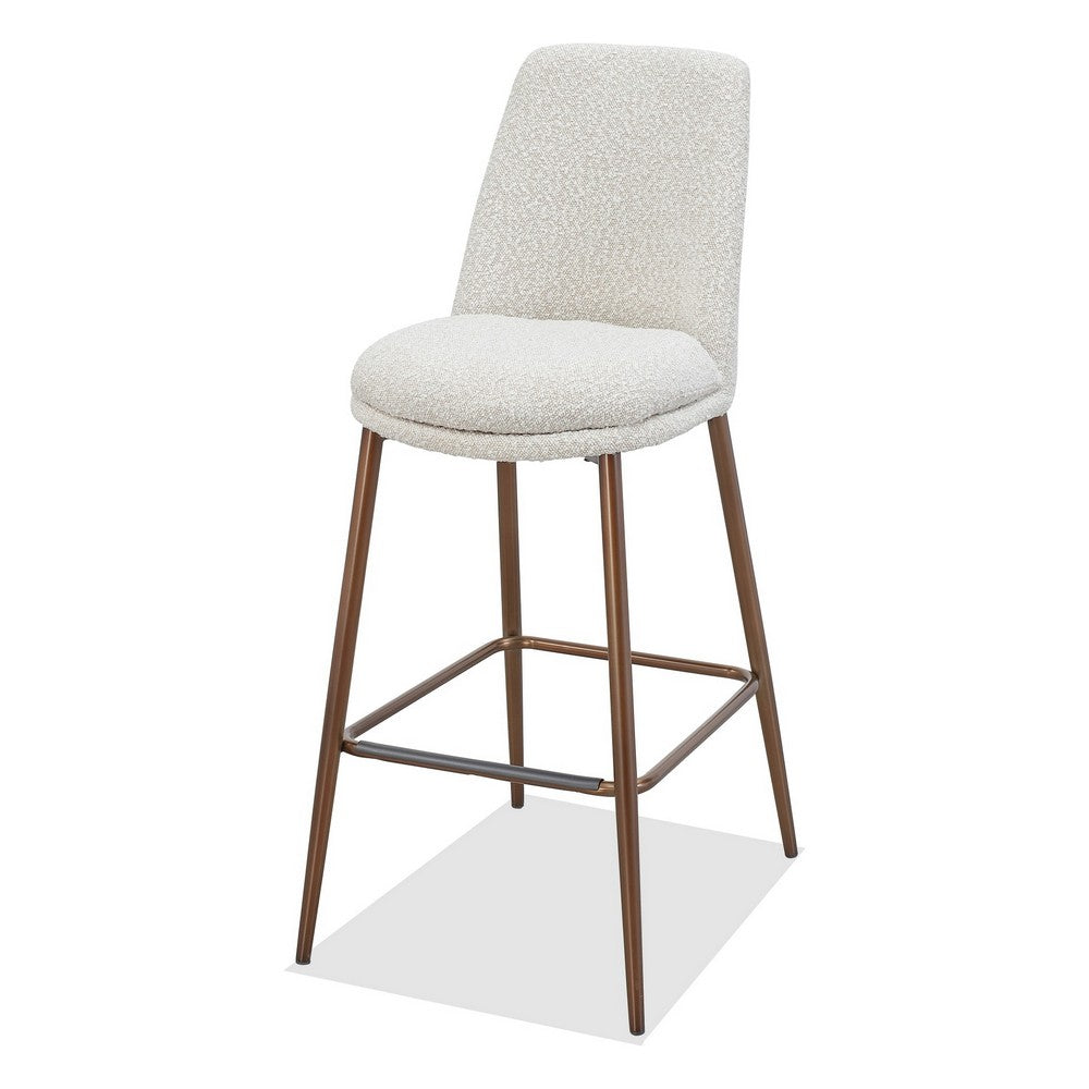 Wyatt Barstool Chair | Bronze Tubular Metal Frame | Ricotta Boucle Fabric