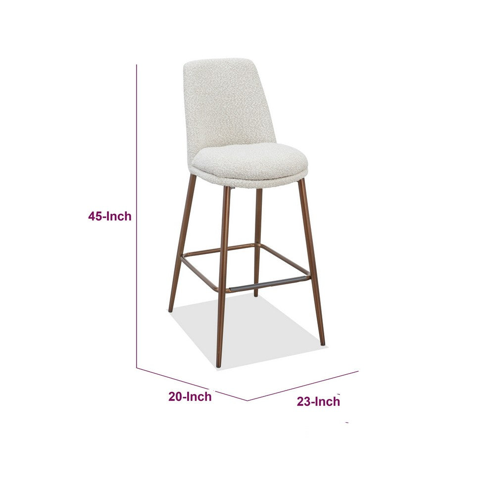 Wyatt Barstool Chair | Bronze Tubular Metal Frame | Ricotta Boucle Fabric