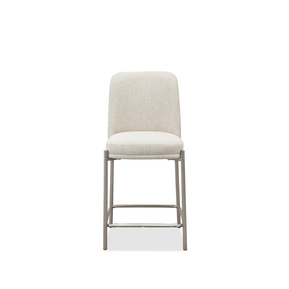 Hanah Counter Stool Chair | Brushed Nickel Steel Frame | Linen-Blend Fabric
