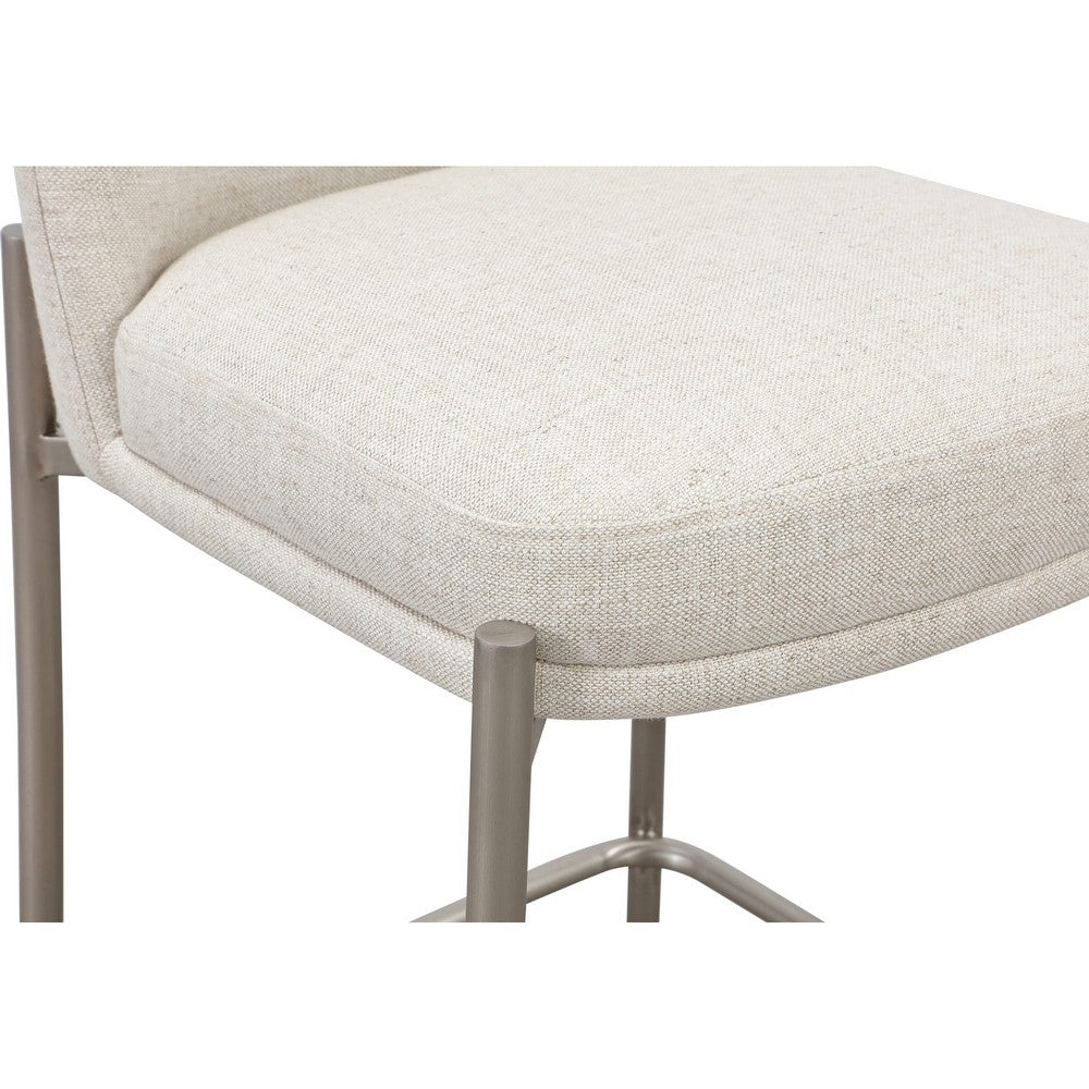 Hanah Counter Stool Chair | Brushed Nickel Steel Frame | Linen-Blend Fabric