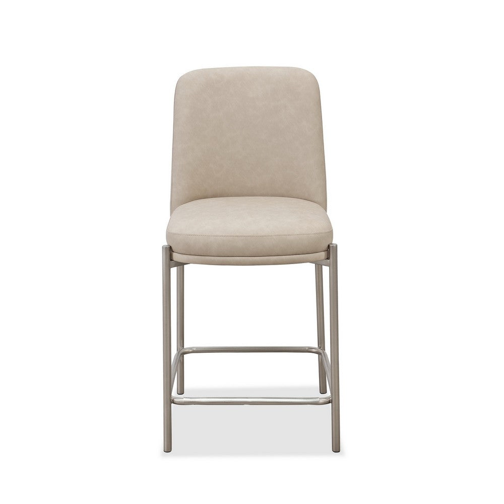 Hanah Counter Stool Chair | Brushed Nickel Steel Frame | Camel Faux Leather