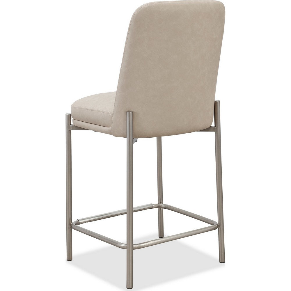 Hanah Counter Stool Chair | Brushed Nickel Steel Frame | Camel Faux Leather