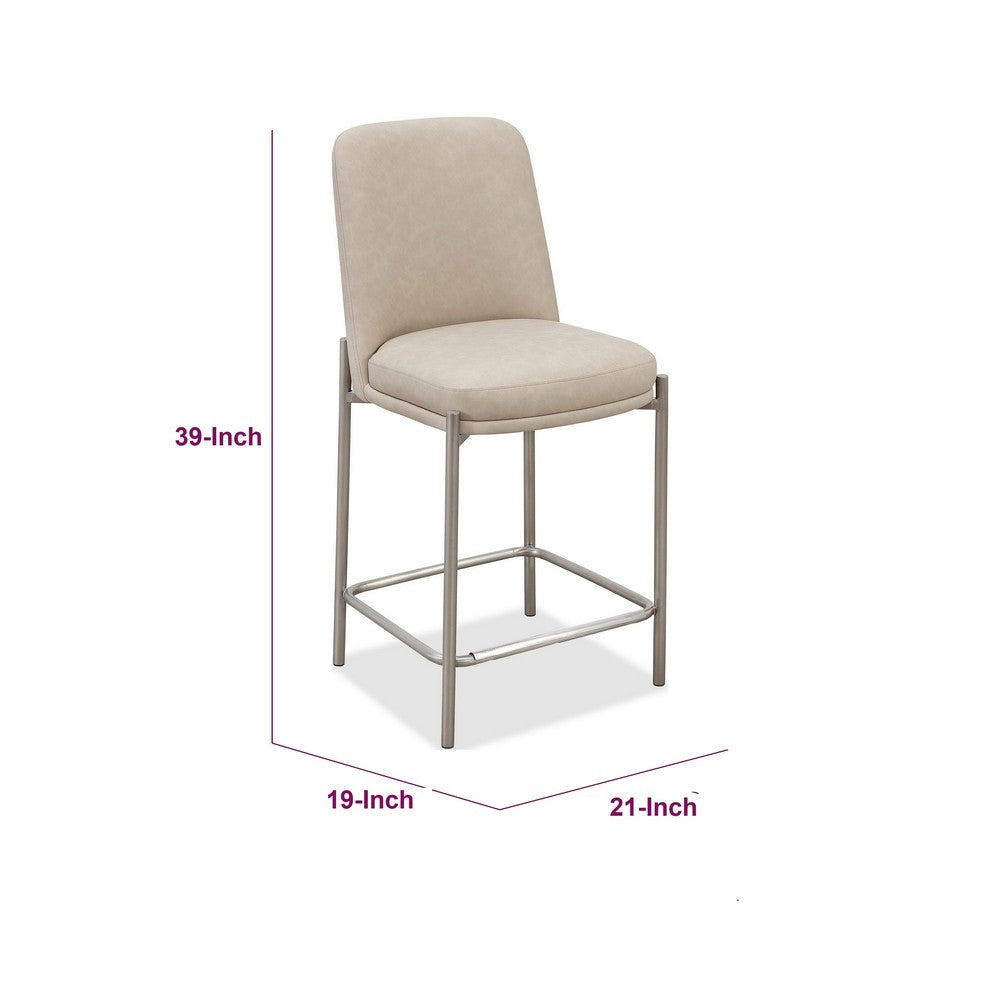 Hanah Counter Stool Chair | Brushed Nickel Steel Frame | Camel Faux Leather