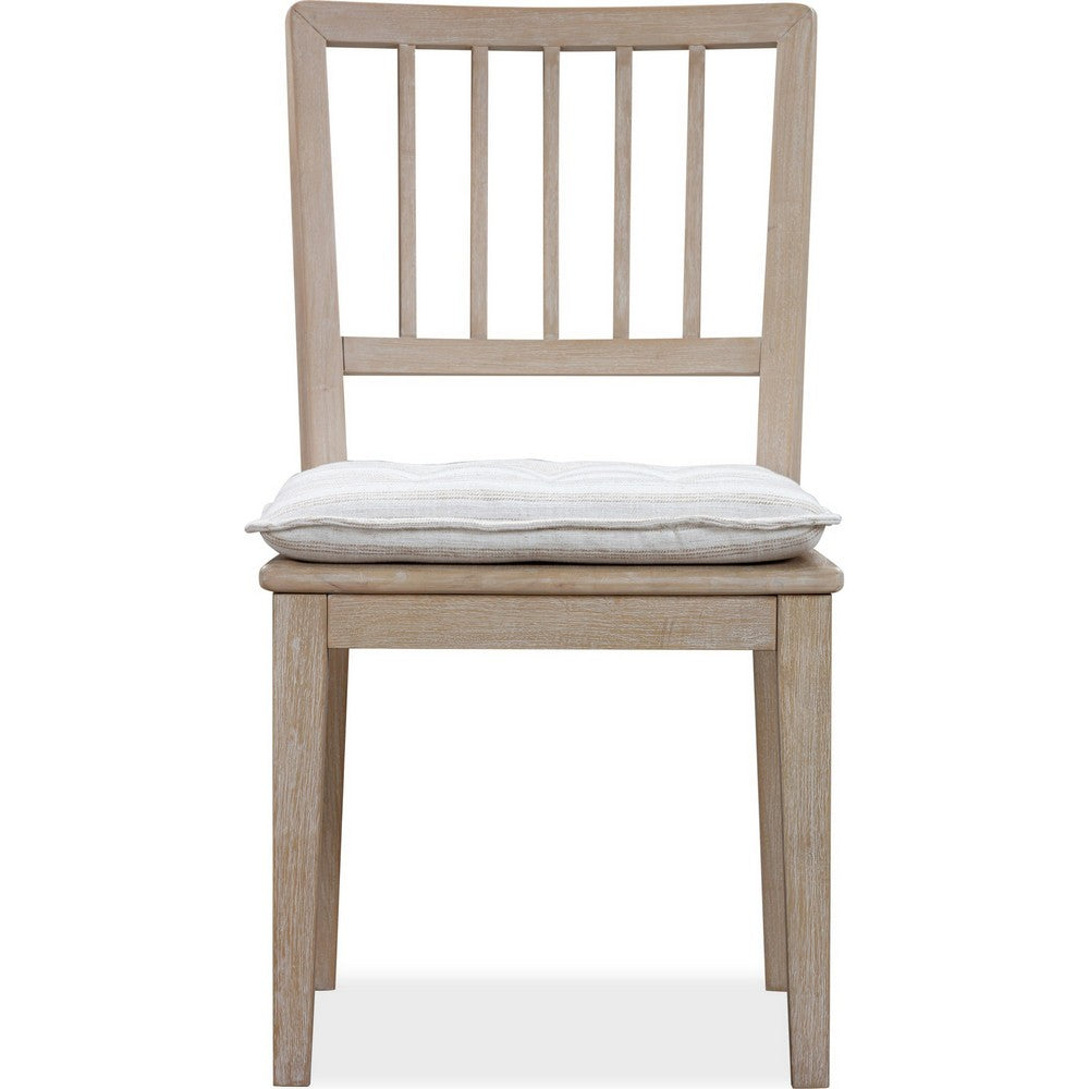 Kaili Side Dining Chair with Detachable Oat Linen Cushion Seat | Brown Wood