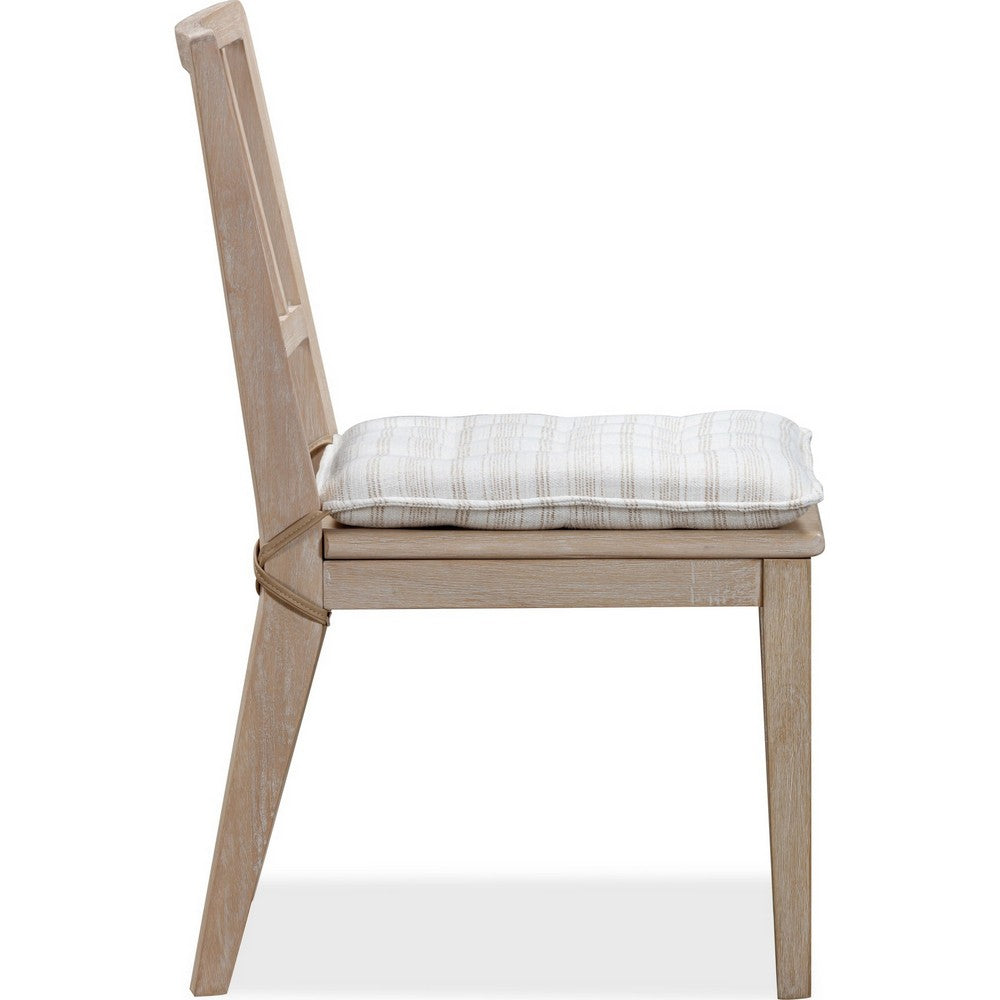 Kaili Side Dining Chair with Detachable Oat Linen Cushion Seat | Brown Wood