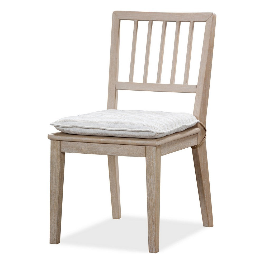 Kaili Side Dining Chair with Detachable Oat Linen Cushion Seat | Brown Wood