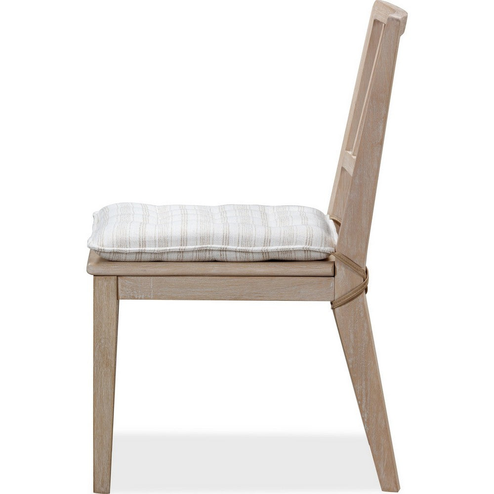 Kaili Side Dining Chair with Detachable Oat Linen Cushion Seat | Brown Wood