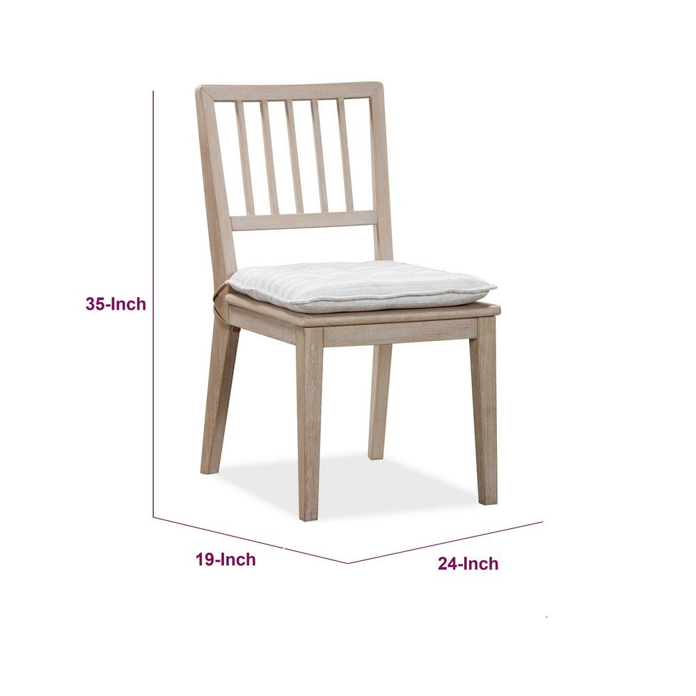 Kaili Side Dining Chair with Detachable Oat Linen Cushion Seat | Brown Wood