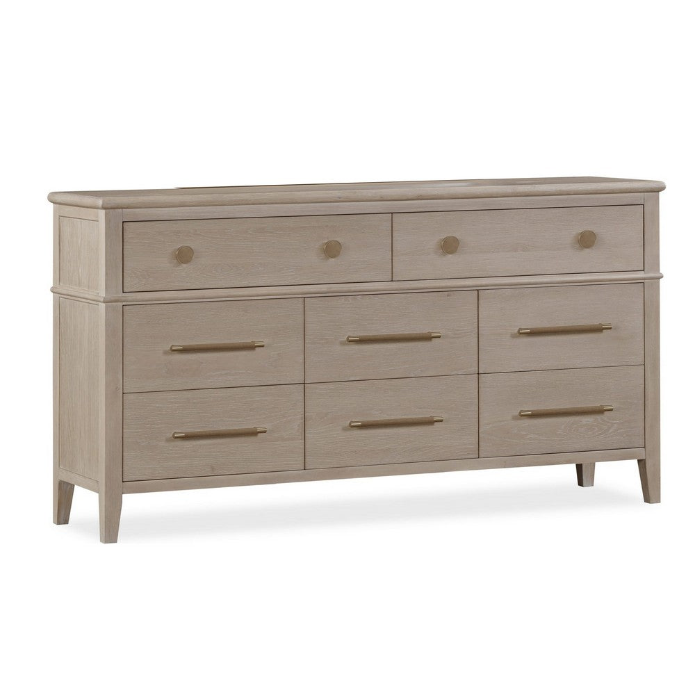 Kaili Wide Dresser with 8 Drawers | Chai Brown Oak-Rubberwood