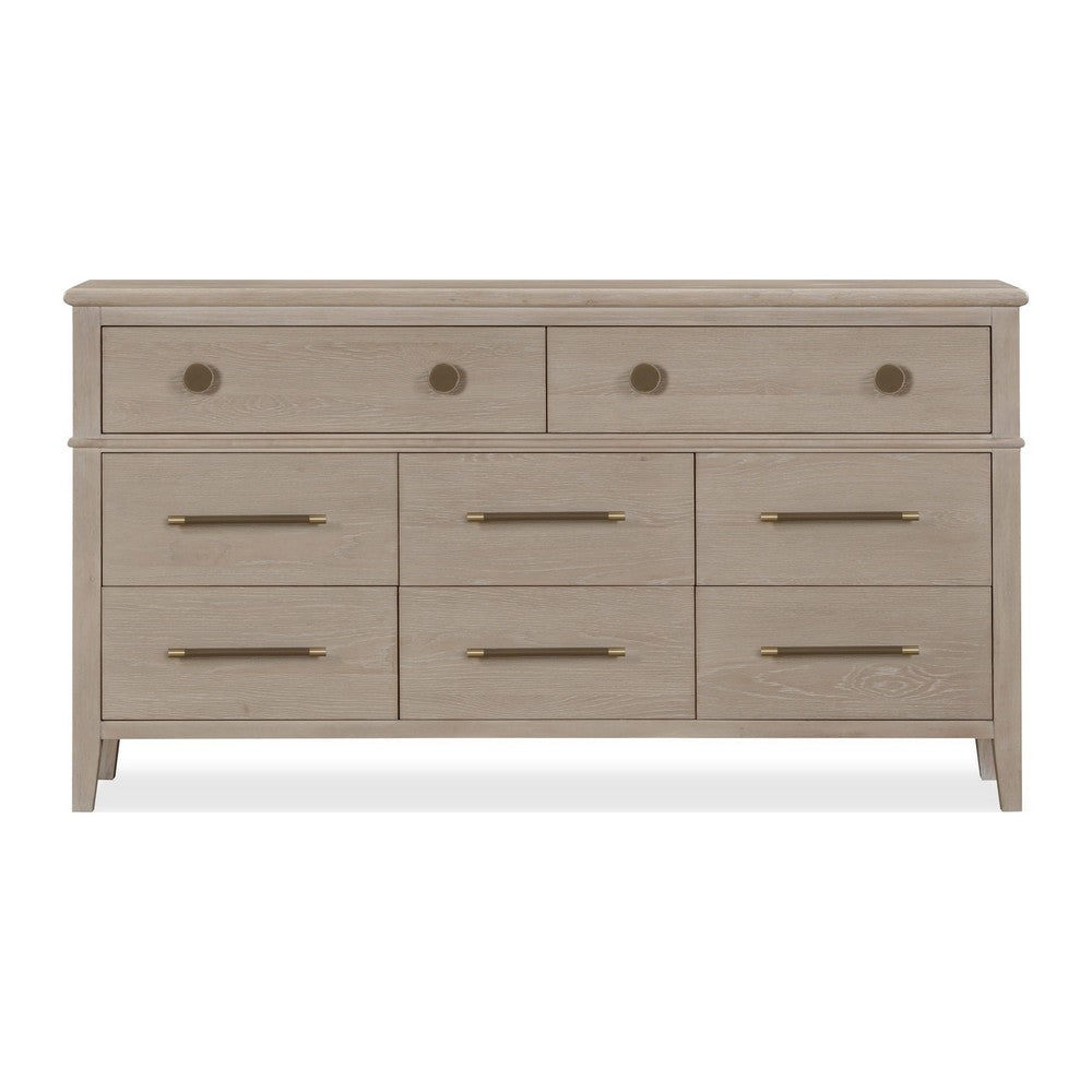 Kaili Wide Dresser with 8 Drawers | Chai Brown Oak-Rubberwood