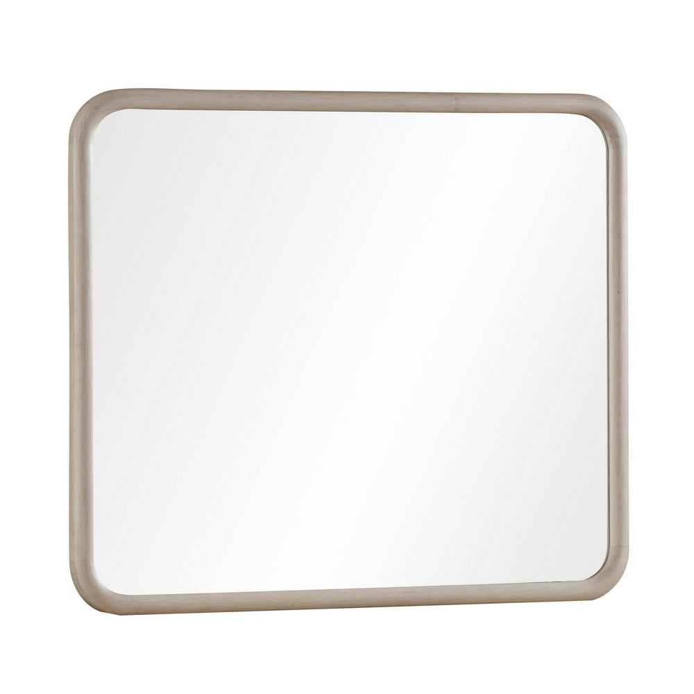Kaili Rounded Rectangle Wall or Dresser Mirror | Glass | Chai Brown Wood 38x44