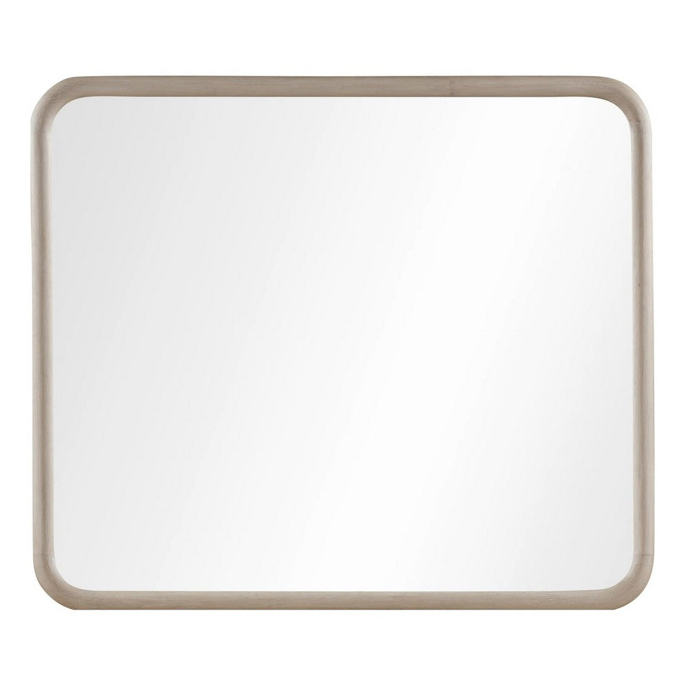 Kaili Rounded Rectangle Wall or Dresser Mirror | Glass | Chai Brown Wood 38x44