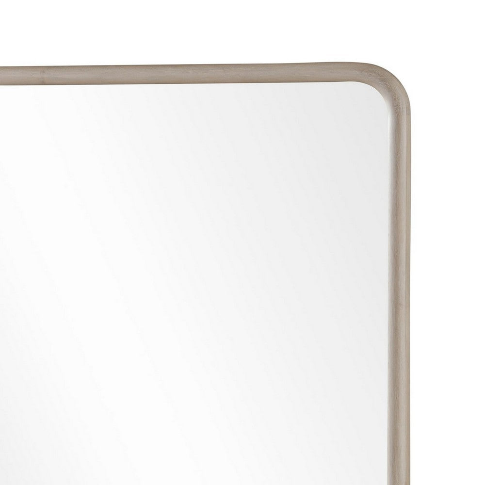 Kaili Rounded Rectangle Wall or Dresser Mirror | Glass | Chai Brown Wood 38x44