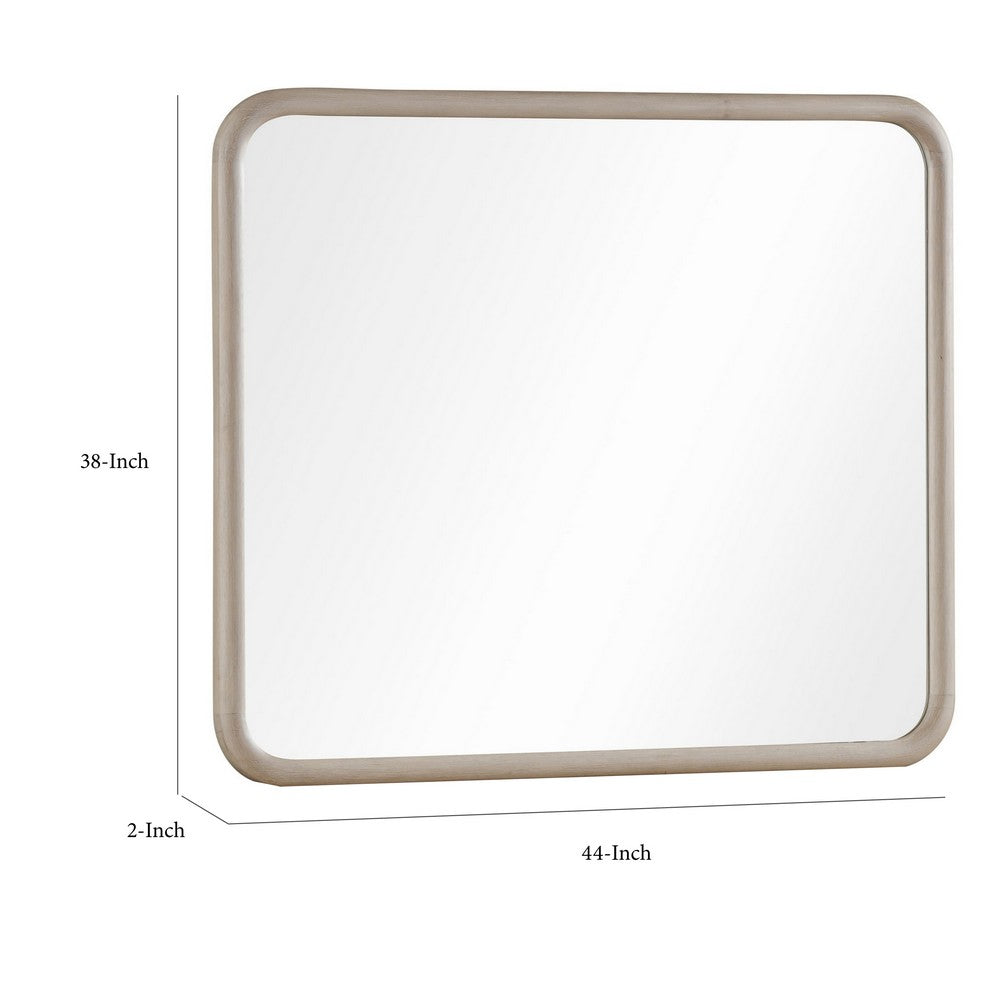 Kaili Rounded Rectangle Wall or Dresser Mirror | Glass | Chai Brown Wood 38x44