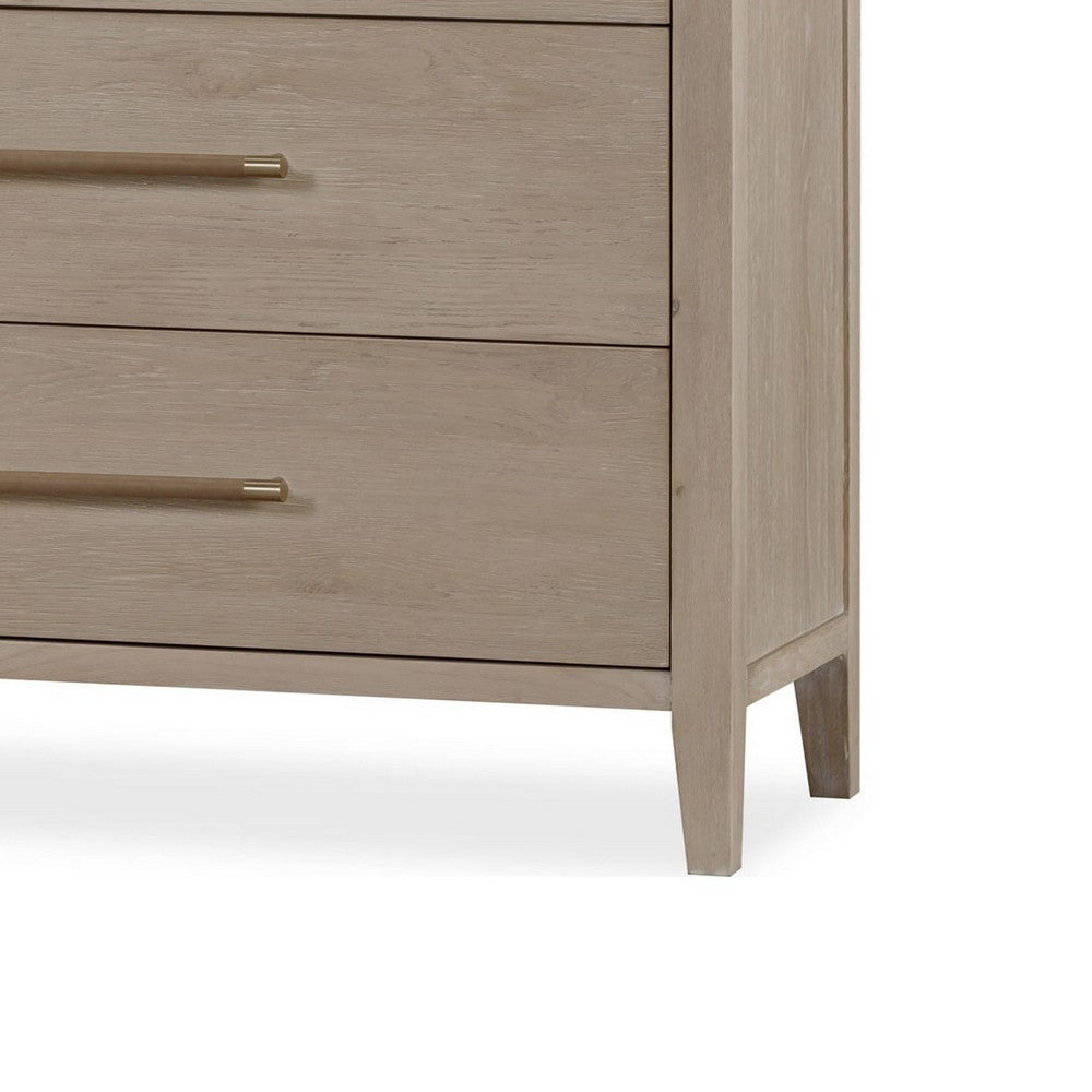 Kaili Tall Dresser Chest with 5 Drawers | Chai Brown Oak-Rubberwood