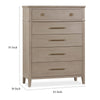 Kaili Tall Dresser Chest with 5 Drawers | Chai Brown Oak-Rubberwood