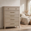 Kaili Tall Dresser Chest with 5 Drawers | Chai Brown Oak-Rubberwood