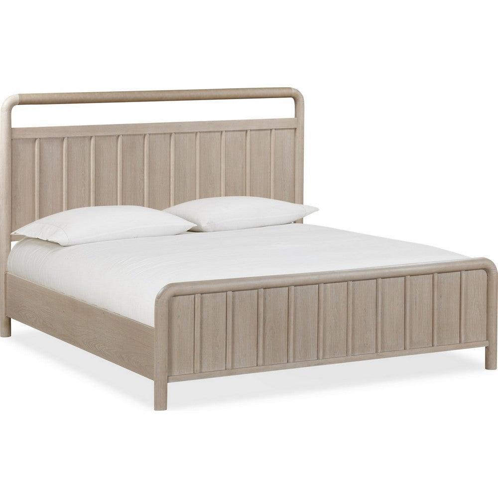 Kaili Queen Slatted Platform Bed with Shiplap Panels | Brown Solid Wood