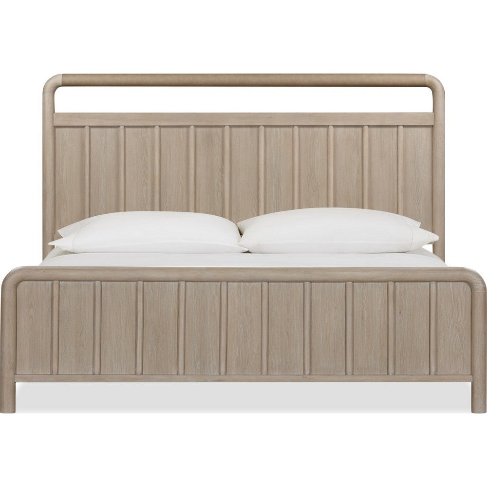 Kaili Queen Slatted Platform Bed with Shiplap Panels | Brown Solid Wood