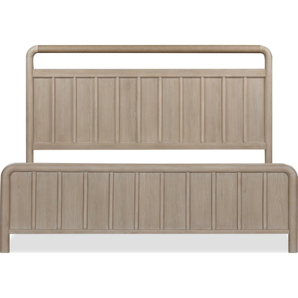 Kaili Queen Slatted Platform Bed with Shiplap Panels | Brown Solid Wood