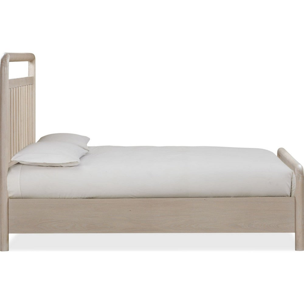 Kaili Queen Slatted Platform Bed with Shiplap Panels | Brown Solid Wood