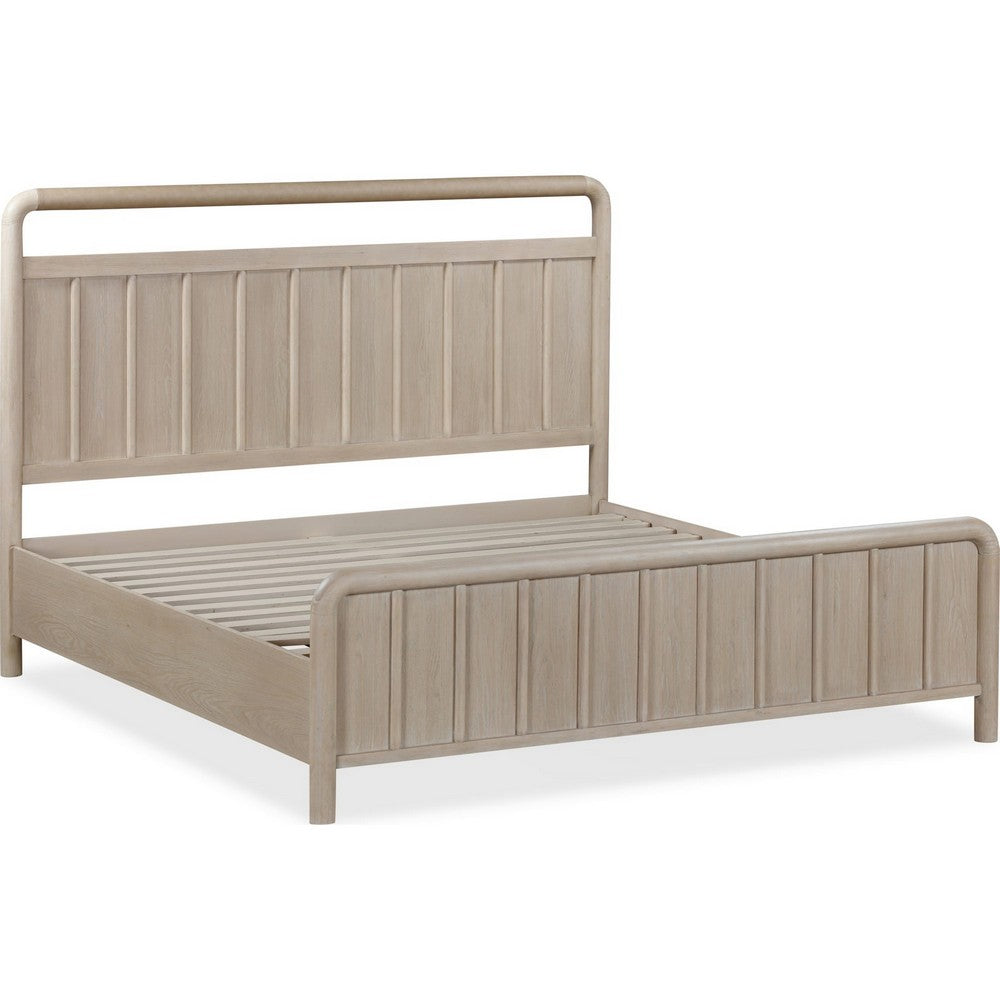 Kaili Queen Slatted Platform Bed with Shiplap Panels | Brown Solid Wood
