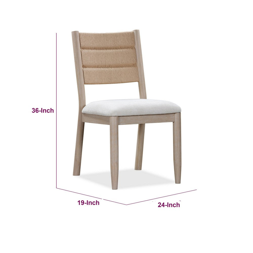 Rocky Dining Chair with Linen Seat | Danish Cord Back | Chai Brown Wood