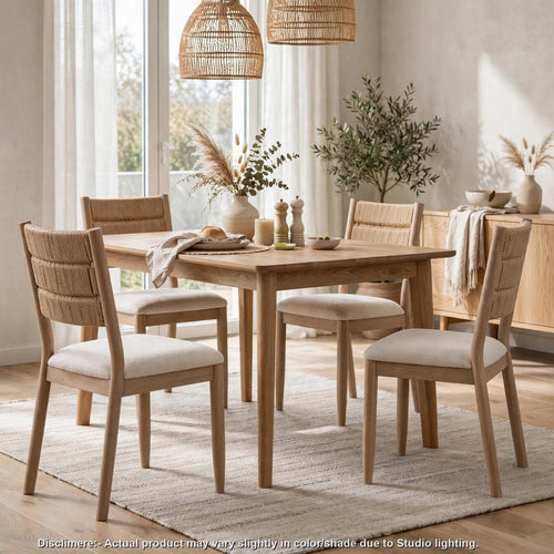 Rocky Dining Chair with Linen Seat | Danish Cord Back | Chai Brown Wood