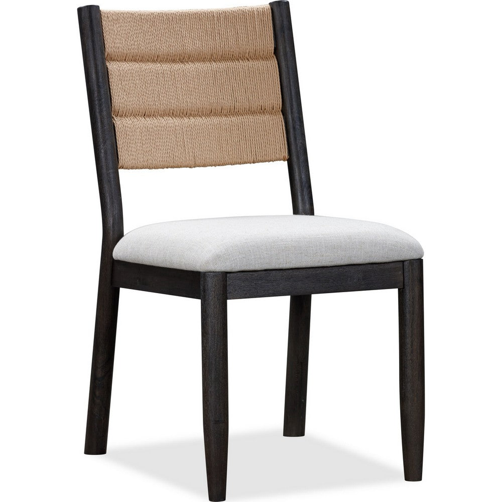 Rocky Dining Chair with Linen Seat | Danish Cord Back | Yin Black Wood