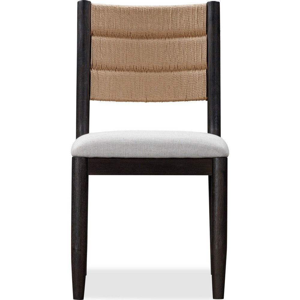Rocky Dining Chair with Linen Seat | Danish Cord Back | Yin Black Wood