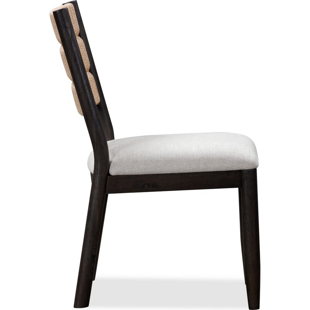 Rocky Dining Chair with Linen Seat | Danish Cord Back | Yin Black Wood