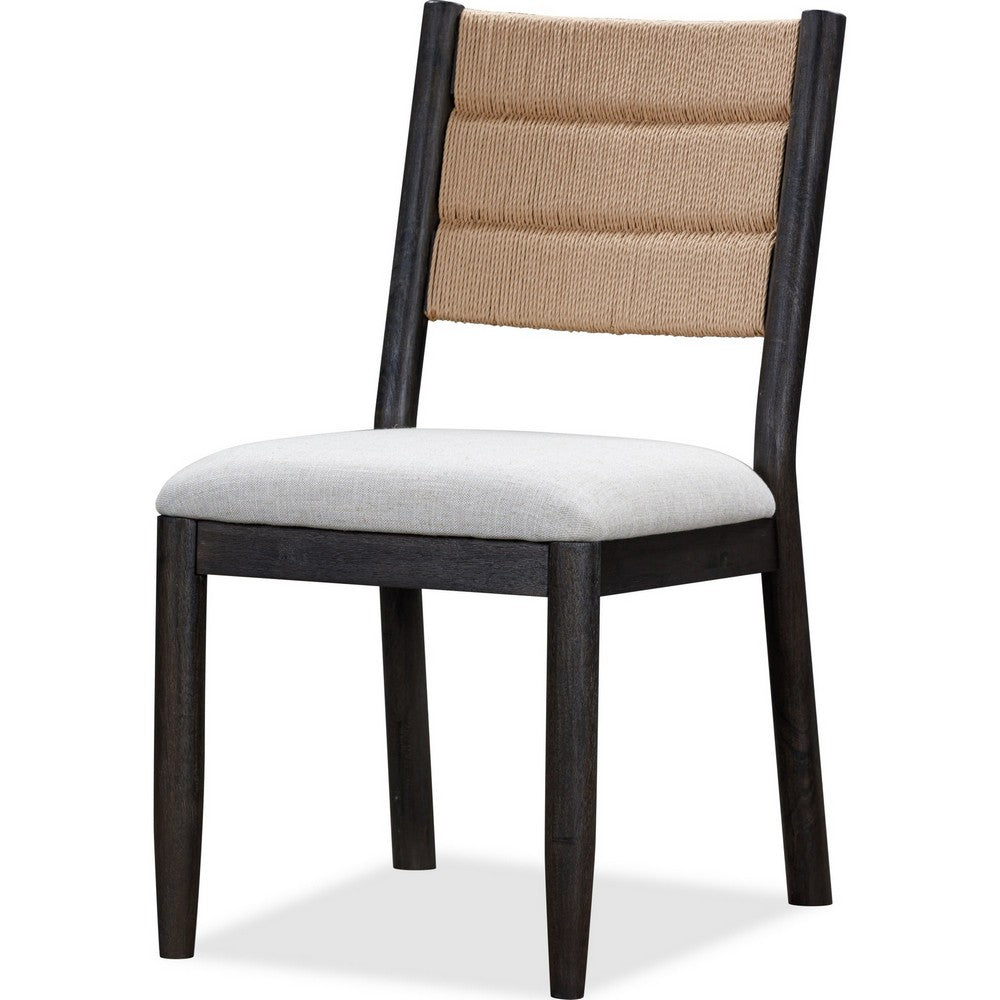 Rocky Dining Chair with Linen Seat | Danish Cord Back | Yin Black Wood