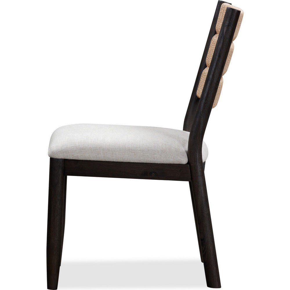 Rocky Dining Chair with Linen Seat | Danish Cord Back | Yin Black Wood
