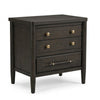 Rocky Nightstand with Cord Management | 3 Drawers | Yin Black Oak-Rubberwood
