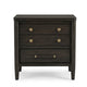 Rocky Nightstand with Cord Management | 3 Drawers | Yin Black Oak-Rubberwood