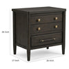 Rocky Nightstand with Cord Management | 3 Drawers | Yin Black Oak-Rubberwood