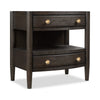 Rocky Nightst& with Cord Management | 3 Drawers & Shelf | Yin Black Wood