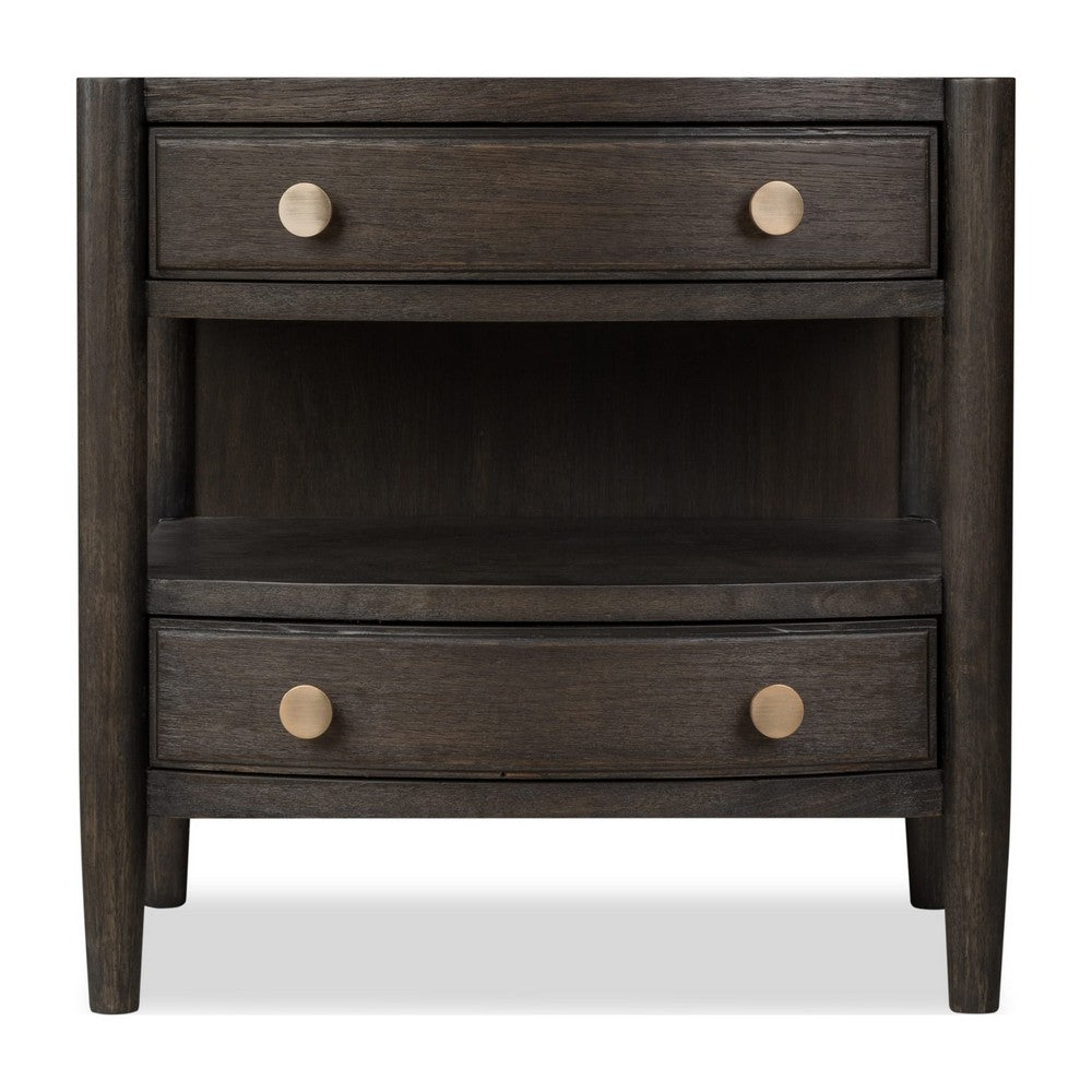 Rocky Nightst& with Cord Management | 3 Drawers & Shelf | Yin Black Wood