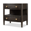 Rocky Nightst& with Cord Management | 3 Drawers & Shelf | Yin Black Wood