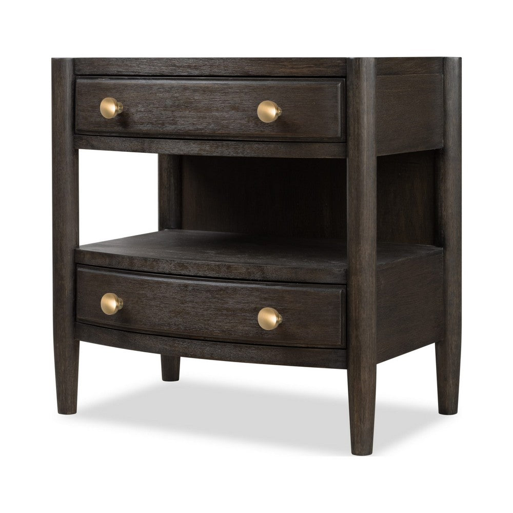 Rocky Nightst& with Cord Management | 3 Drawers & Shelf | Yin Black Wood