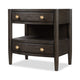 Rocky Nightst& with Cord Management | 3 Drawers & Shelf | Yin Black Wood