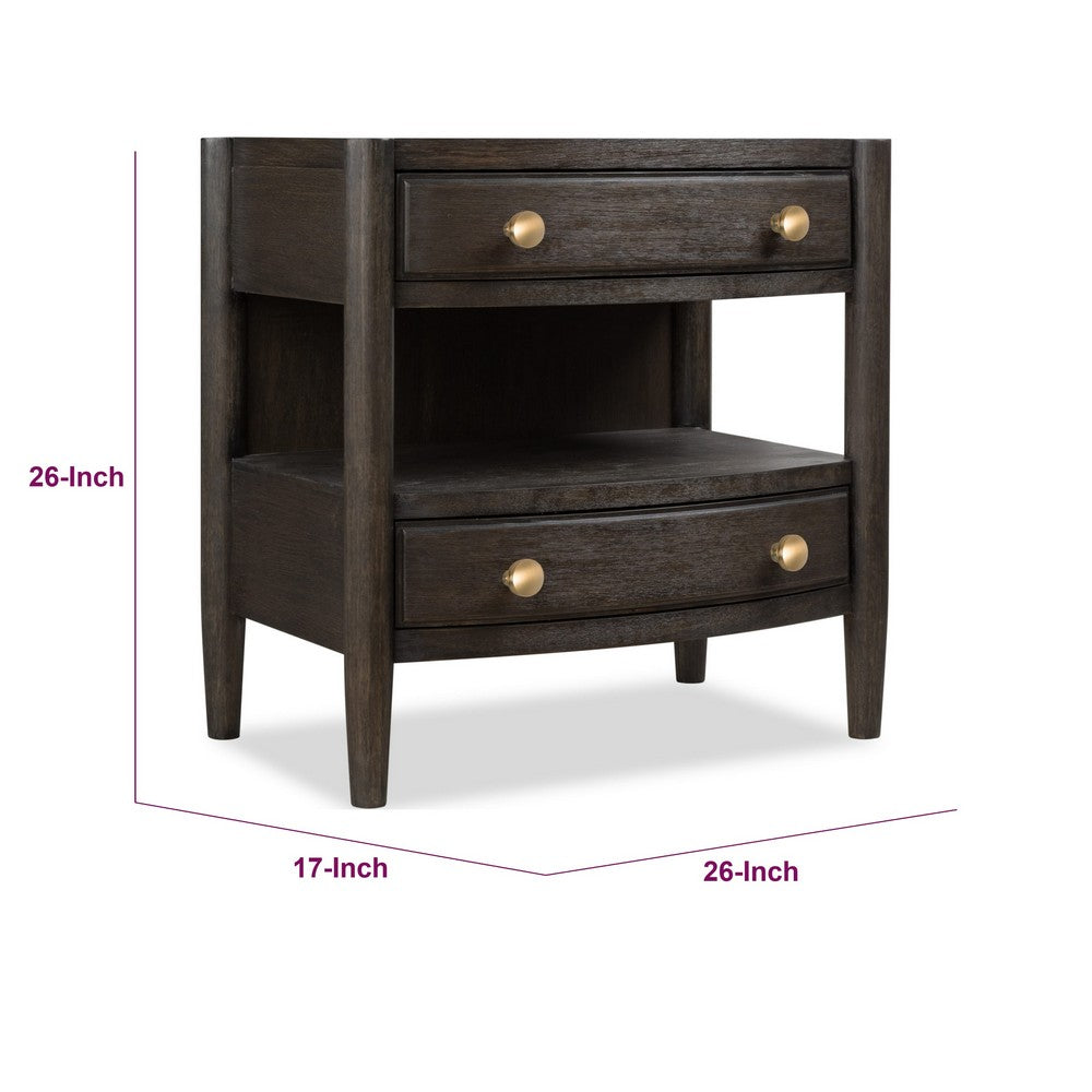 Rocky Nightst& with Cord Management | 3 Drawers & Shelf | Yin Black Wood