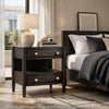 Rocky Nightst& with Cord Management | 3 Drawers & Shelf | Yin Black Wood
