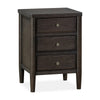 Rocky Nightst& with Cord Management | 3 Drawers | Yin Black Oak-Rubberwood