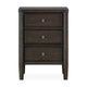 Rocky Nightst& with Cord Management | 3 Drawers | Yin Black Oak-Rubberwood