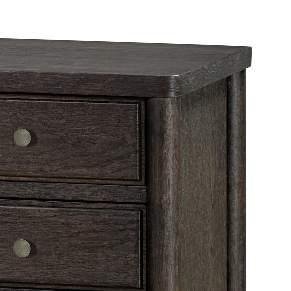 Rocky Nightst& with Cord Management | 3 Drawers | Yin Black Oak-Rubberwood