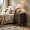 Rocky Nightst& with Cord Management | 3 Drawers | Yin Black Oak-Rubberwood
