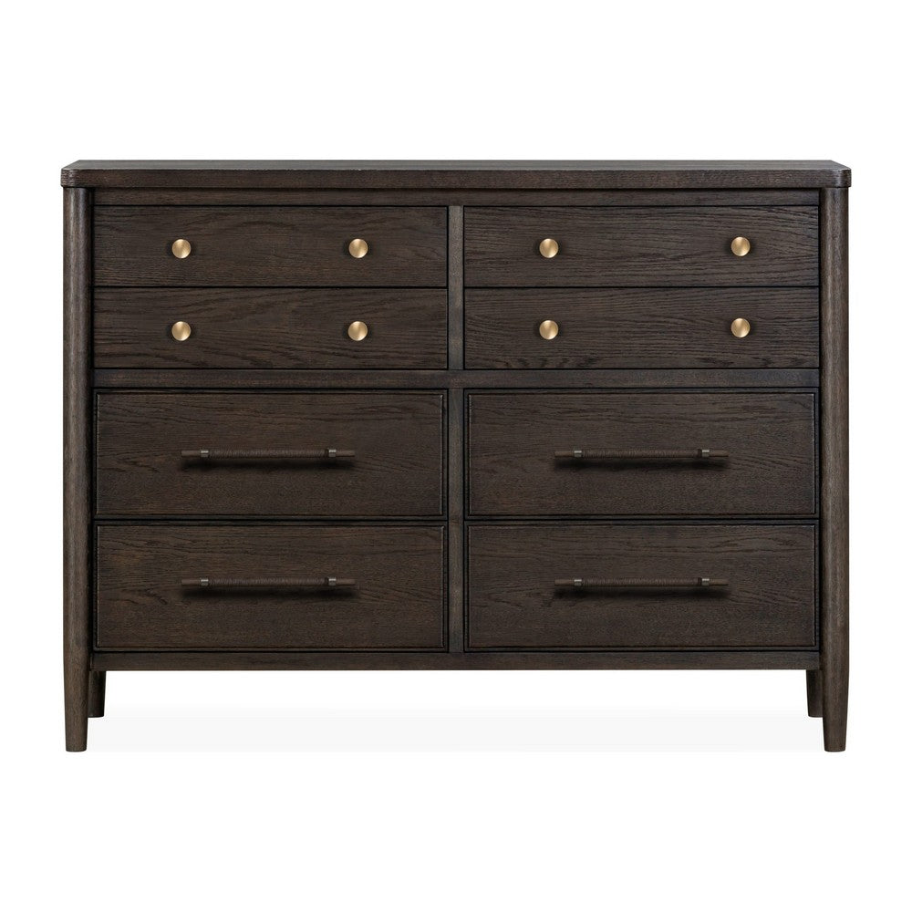 Rocky Wide Dresser with 8 Drawers | Yin Black Solid Wood