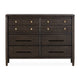 Rocky Wide Dresser with 8 Drawers | Yin Black Solid Wood