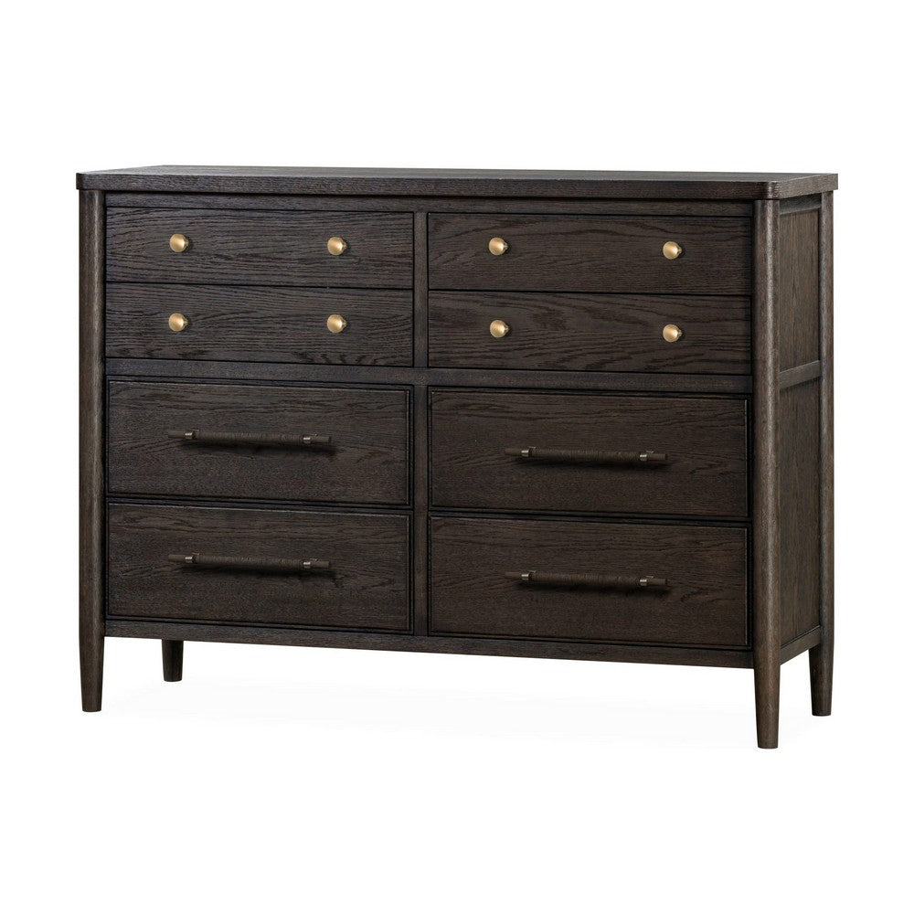 Rocky Wide Dresser with 8 Drawers | Yin Black Solid Wood